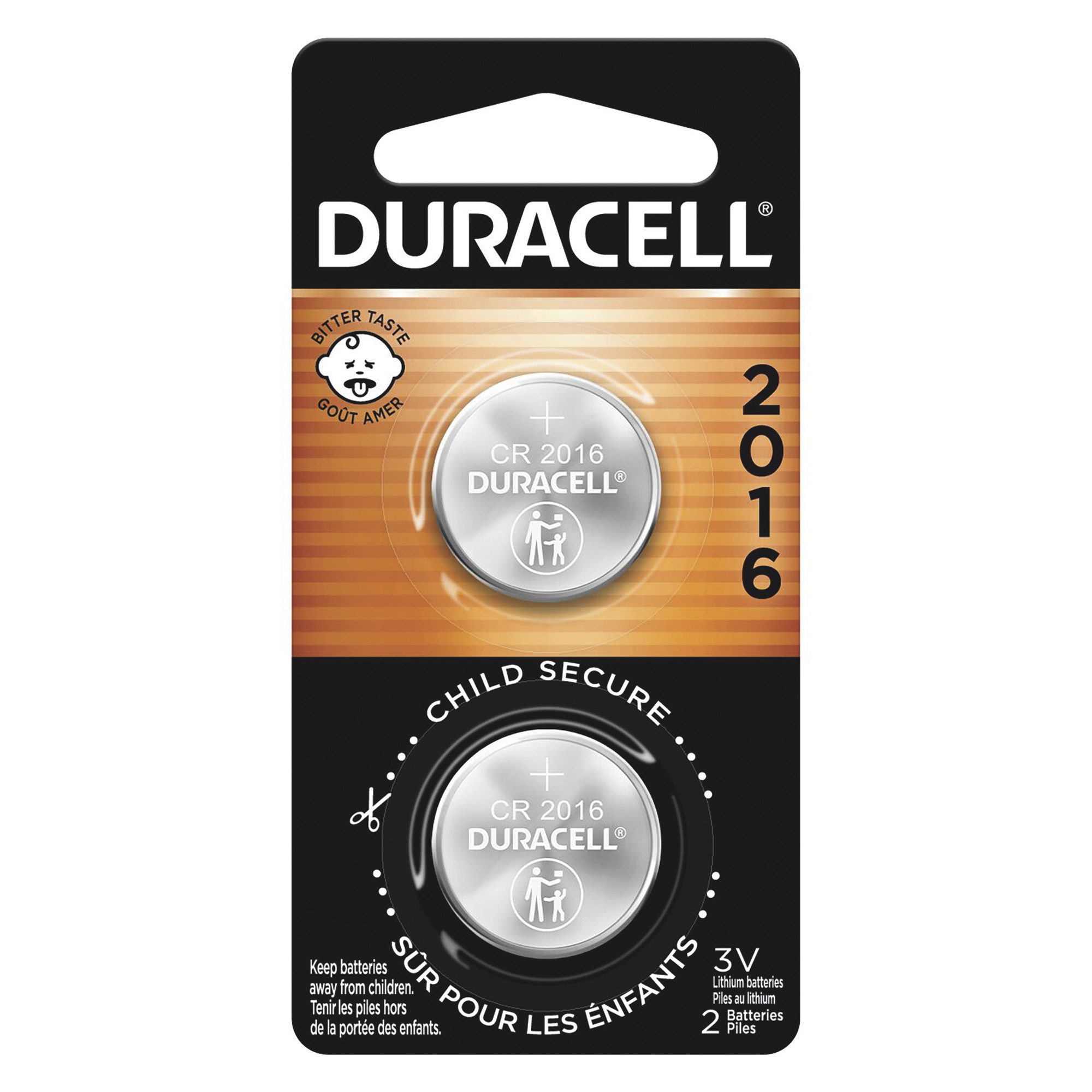 Duracell 2016 Coin Cell Lithium Battery, 2-Pack, Model# DURDL2016B2PK